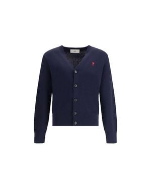 Ami Paris Wool Oves Aries Cardigan - Blue