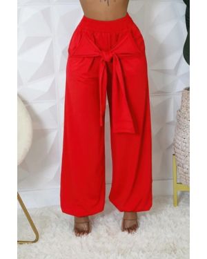 TRUEDAMES High-Waisted Stretch Pants - Red