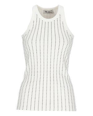 The Attico All-Over Strass Cotton Tank Top - White