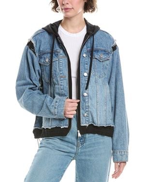 Jonathan Simkhai Austin Hoodie Combo Wool-Blend Jacket - Blue