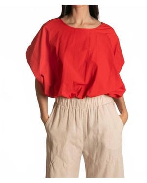 P.Cill Billowy Poplin Top - Red