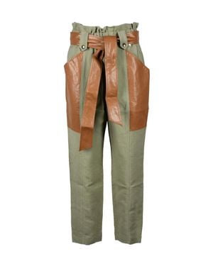 Twinset Paperbag Viscose-Linen Pants - Green