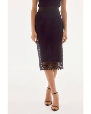 Joseph Ribkoff Guipure Lace High Waist Pencil Skirt - Purple