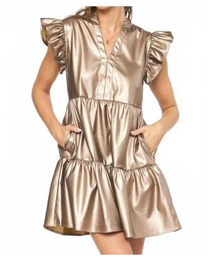 Eesome Faux Leather Mini Dress - Natural