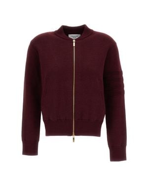 Thom Browne Burgundy Ottoman Milano Stitch 4-Bar Bomber Jacket - Purple