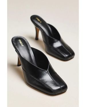 Maeve Square-Toe Mule Heels - Black