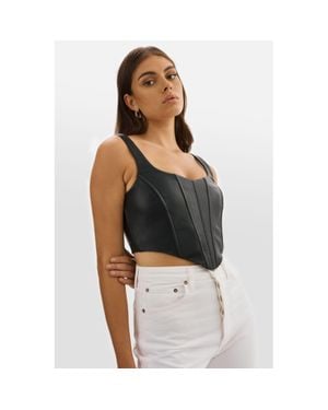Lamarque Tabia Leather Corset Top - Black