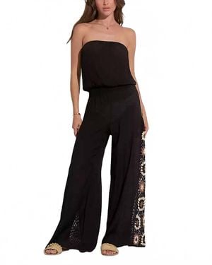 Elan Strapless Sweater With Crochet Detail - Black