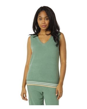 Pj Salvage P. J. Salvage Starlet Tank Top Sage V Neck Loungewear Gbo3445 - Green