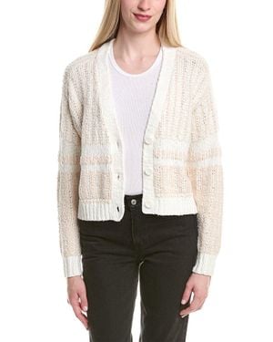 Autumn Cashmere Cotton By 2-Tone Jacquard Cropped V-Neck Cardigan - White