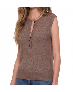 Heartloom Bianca Henley Knit Top - Brown