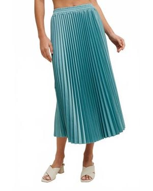 Wishlist Dream Coastal Pleated Midi Skirt - Green