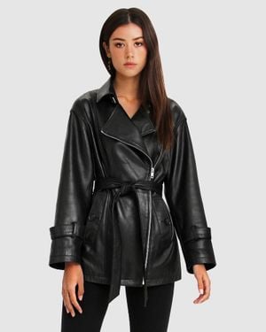 Belle & Bloom Bff Belted Leather Jacket - Black