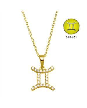 Silver Depot Gemini Necklace With Sparkling Cubic Zirconia Stones - Metallic