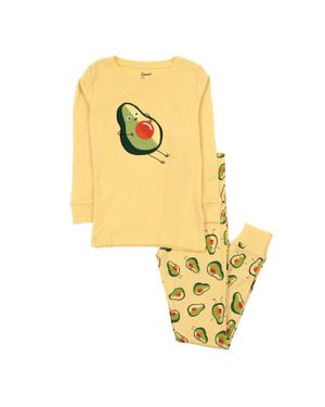 Leveret Kids Two Piece Cotton Pajamas Avocado - Metallic