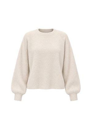 Marella Oatmeal Brushed Crewneck Sweater - White