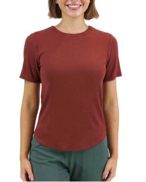 Grace and Lace Essential Ribbed Short Sleeve Tee - Red