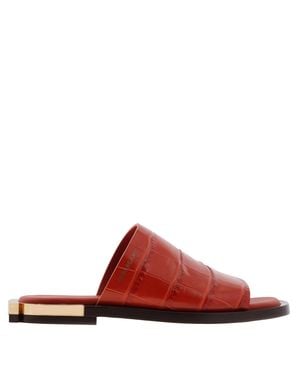 Ferragamo Ferragamo Gancini Heel Aline Leather Slides, Size 7 C - Red