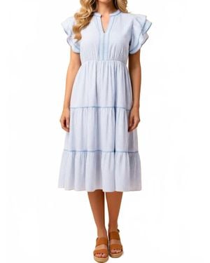 Hayden LA Hana Pinstripe Ruffle Dress - Blue