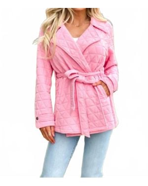 Kori Curvy Diamond Quilted Jacket - Pink