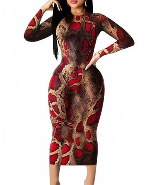 Flarix Corp Print Bodycon Dress - Red