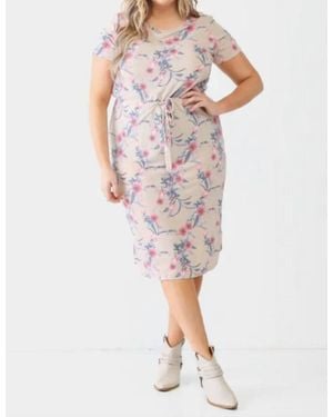 Blue Leopard Plus Size Floral Midi Dress - Gray