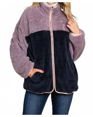 Cotton Bleu Stretch Fleece Zip-Up Jacket - Blue