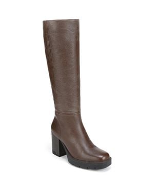 Naturalizer Willow Boots Leather Waterproof Knee High Lion407 - Brown
