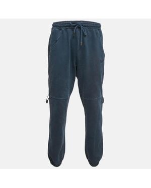 Jacquemus Logo Embroidered Cotton Knit Trackpants - Blue