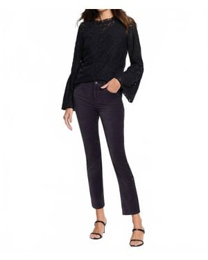 NIC+ZOE Velvet Straight Ankle Pant - Black