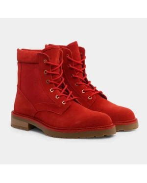Saint Morta Legion Boots Gum Suede Lace Up Round Toe Ankle Htat1471 - Red