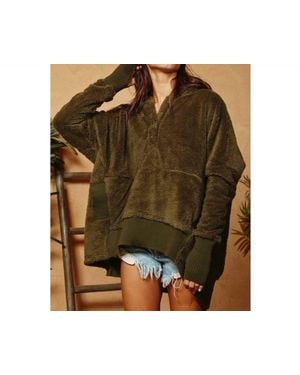 Bucketlist Oversized Fuzzy Fur Hoodie - Green