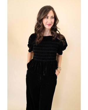 DELUC Forrest Stretch Velvet Top - Black