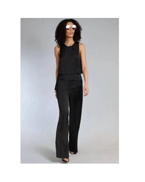 Lola & Sophie Tiered Ruffle Satin Jumpsuit - Blue