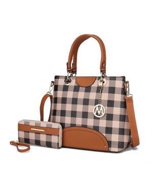 MKF Gabriella Checkers Handbag With Wallet - Blue
