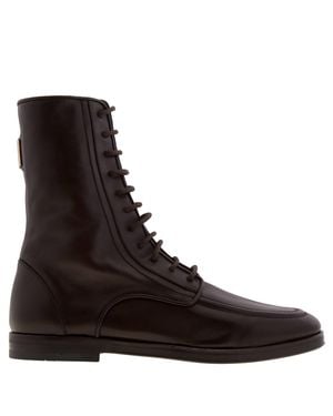 Ferragamo Ferragamo Debby Leather Lace-Up Boots, Size 9 C - Brown