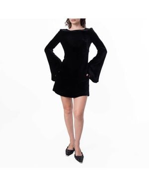 Bally Long-Sleeved Velvet Mini Dress, Brand Size 36 Us Size 0 - Black