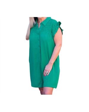 Jodifil Button Front Romper - Green