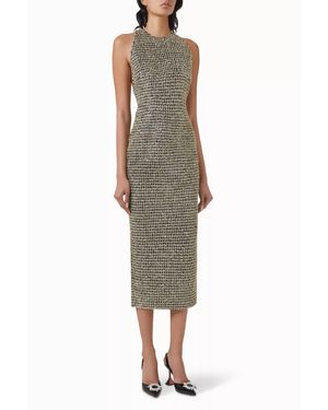 SAU LEE Anthea Tweed Midi Dress - Green