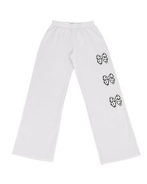 Firehouse Girl's Polka Dot Bow Trio Wide Leg Sweatpants - White