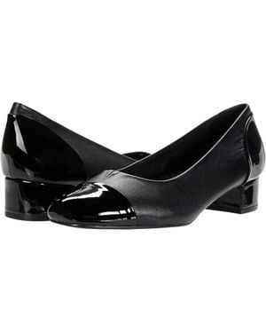 Trotters Daisy Pumps Leather Square Toe Block Heel Rhs6021 - Black