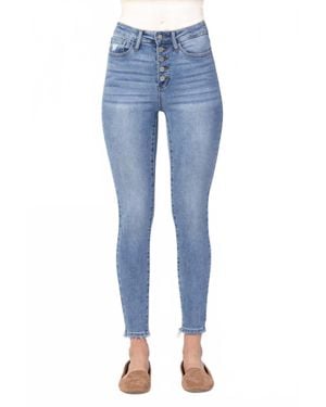 Judy Blue High Rise Button Fly Skinny Jean - Blue