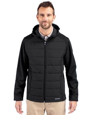 Cutter & Buck Evoke Hybrid Softshell Recycled Full Zip Hooded Jacket - Black