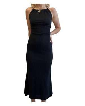 Endless Blu. Long Dress With Open Back - Black