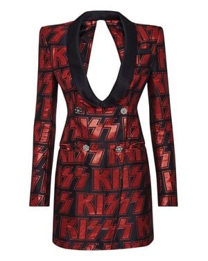 Philipp Plein Shirt Dress Rock Band - Red
