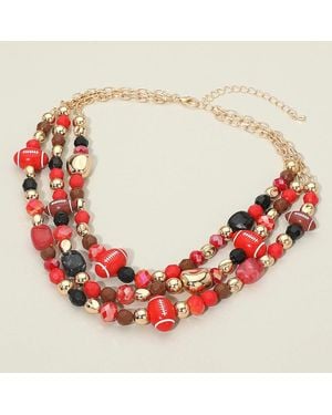 Fashnzfab Gameday Football Beaded Layered Statement Necklace