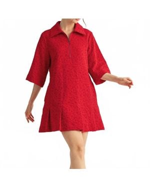Jodifil Cassie Floral Jacquard Dress - Red