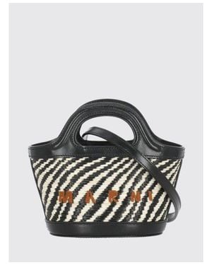 Marni Wavy Raffia Effect Tropicalia Micro Bag - Black