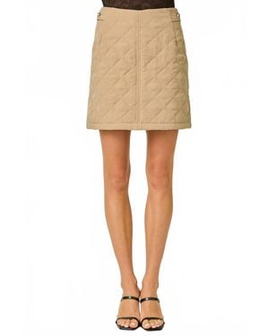 Mystree Arlette Quilted Mini Skirt - Natural