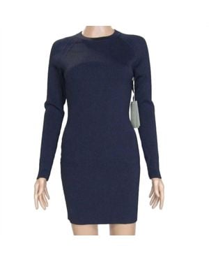 A.L.C. Stretch Ribbed Long Sleeve Mini Dress - Blue